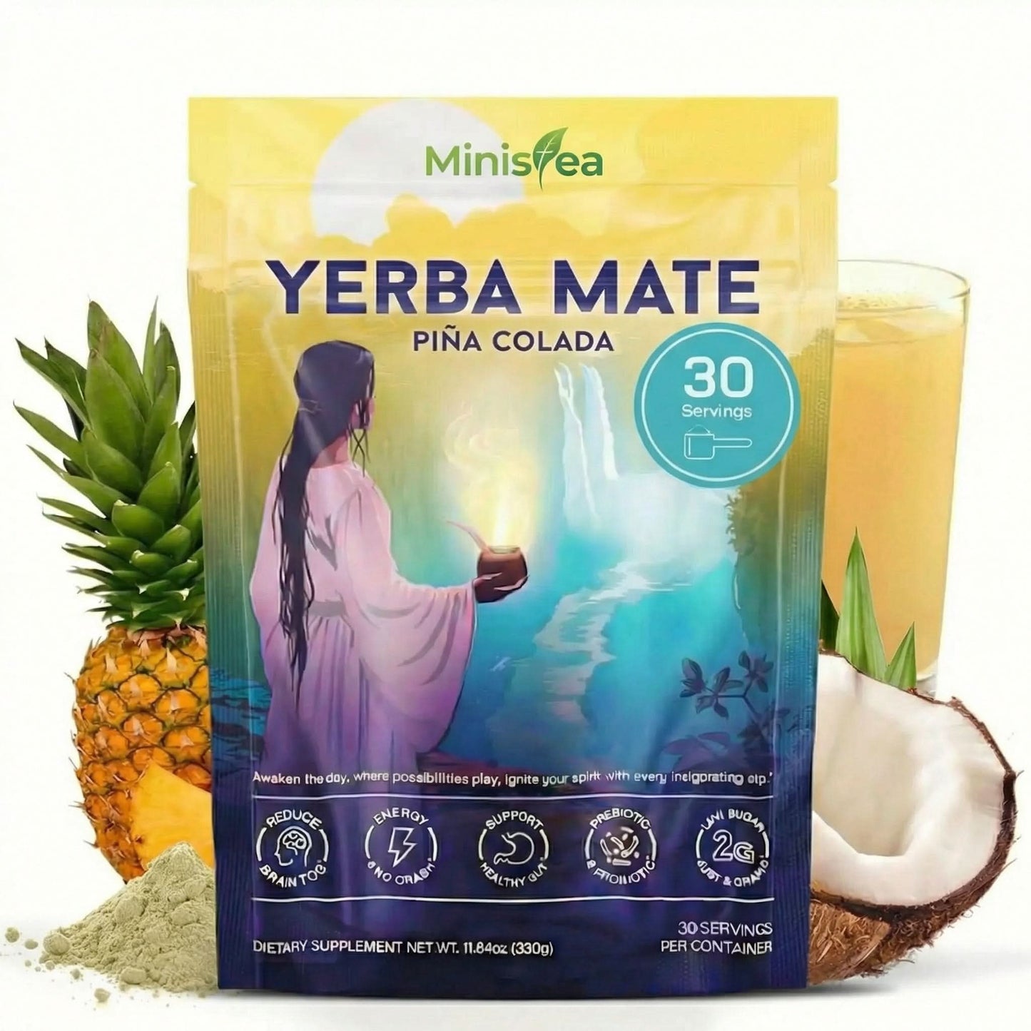 Ministea Yerba Mate Powder - Peach Mango