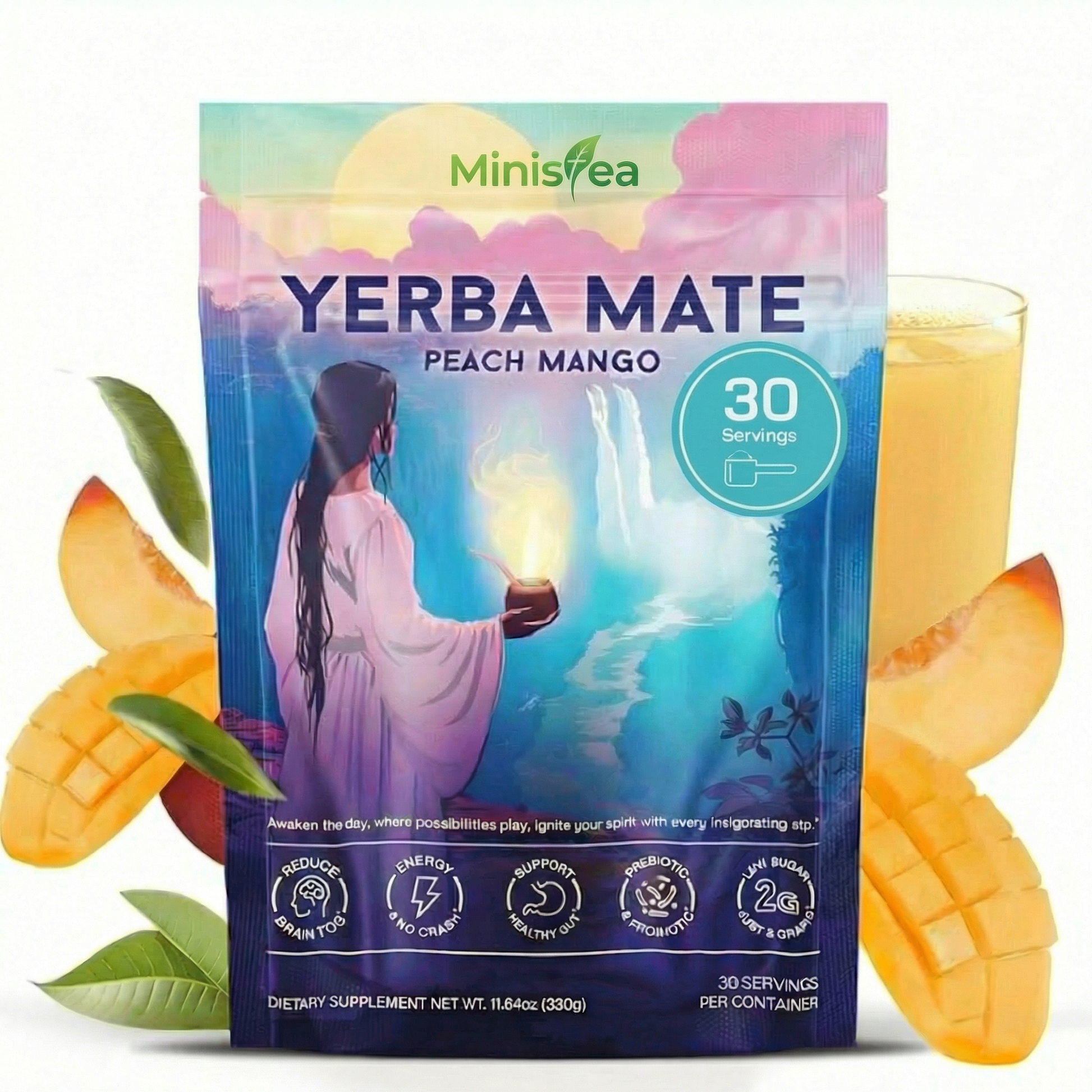 Ministea Yerba Mate Powder - Peach Mango - Ministea