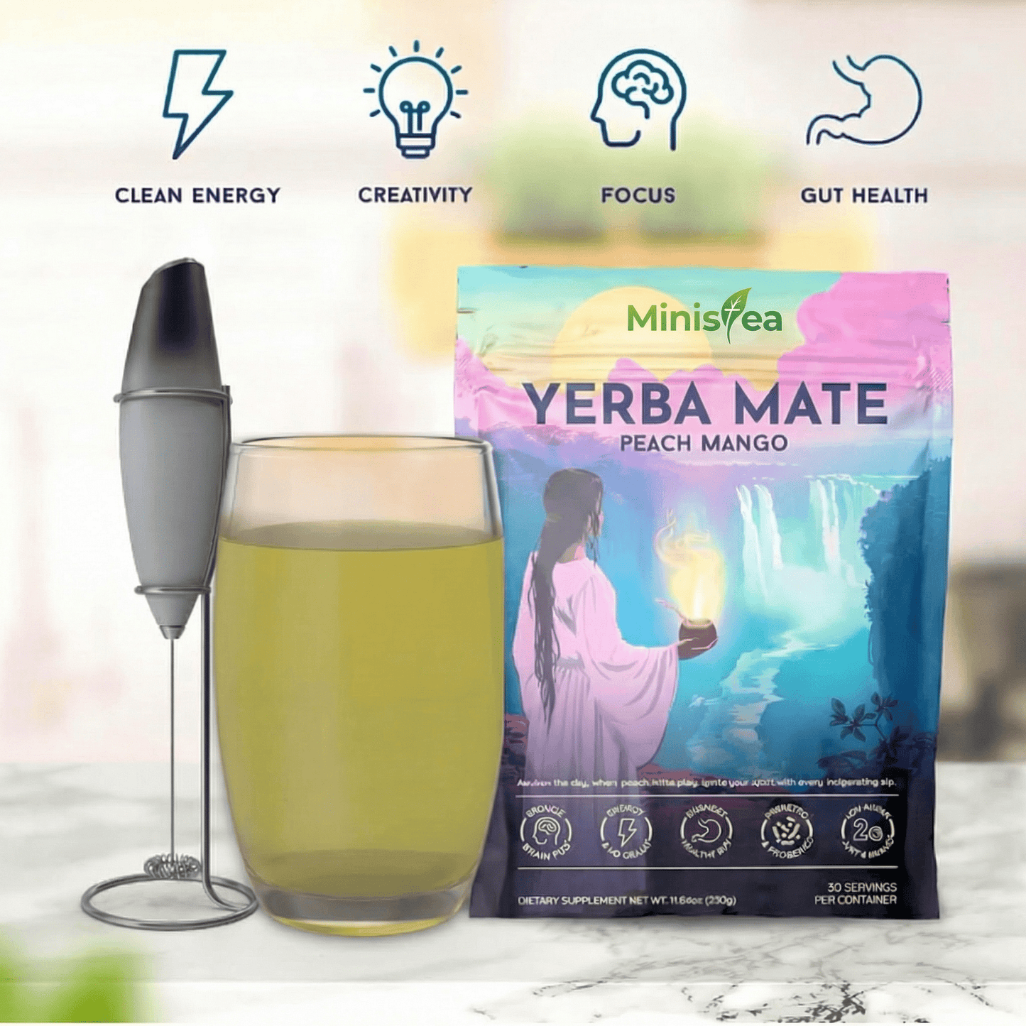 Ministea Yerba Mate Powder - Peach Mango - Ministea